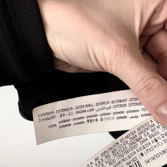 Zara Strapless Asymmetrical Hem Satin Effect Mini Dress NWT Black Size XS - Picture 11 of 12